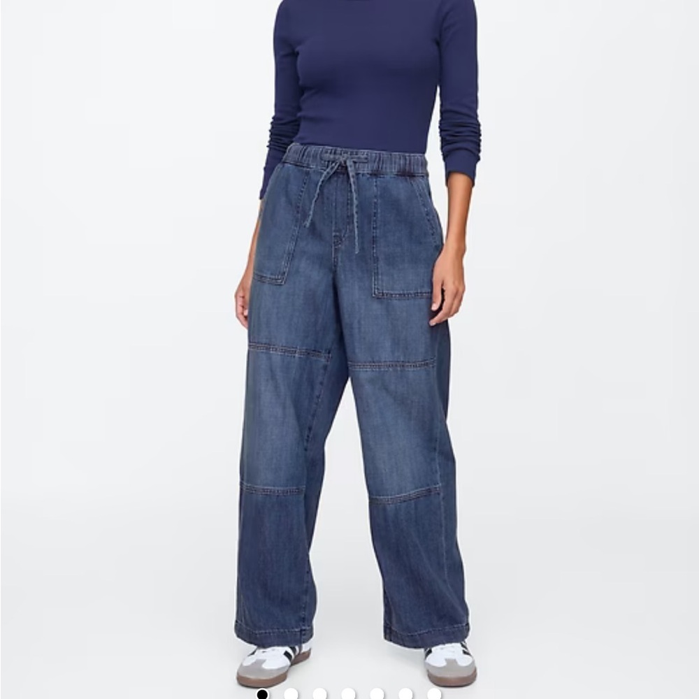 GAP Dark Blue Wide Leg, Drawstring Jeans